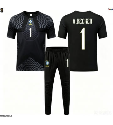 Brazílie Alisson Becker #1 Brankářské Dětské Domácí Dres MS 2026 Krátký Rukáv (+ trenýrky)
